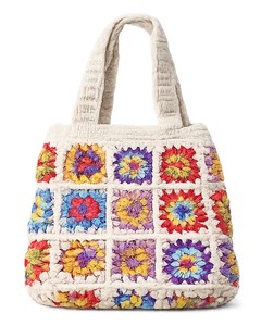 Sac fourre-tout en crochet fait main pour femme, motif carré Granny, style bohème, en coton, pour usage quotidien, en vente - Product Image 3