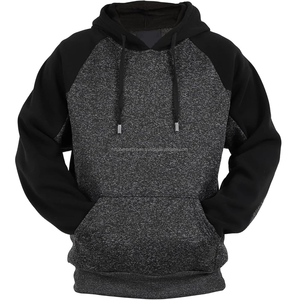 Venta al por mayor Unisex Plus Size Fleece Pullover Color Block cuello con capucha de manga larga logotipo personalizado bordado sudaderas gruesas - Product Image 3