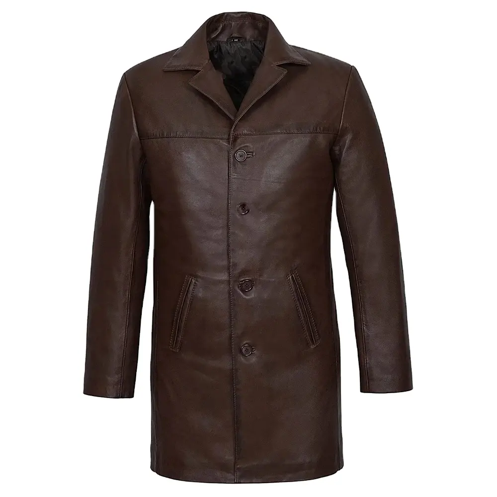 Véritable peau de mouton marron Trench Coat hiver nouveau Style acheter le meilleur Style de haute qualité hiver Faux cuir hommes Collection hiver