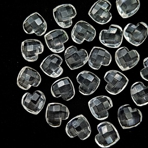 Cuentas de cuarzo cristalino facetadas talladas a mano en forma de corazón, piedras preciosas de 10 mm, cuarzo AAA, cuentas sueltas talladas tipo briolette para la fabricación de joyería. - Product Image 4