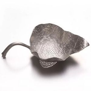 Silver Leaf Shaped Tea Strainer Polished Metal Reusable Elegant Style Infuser Tool - Product Image 6