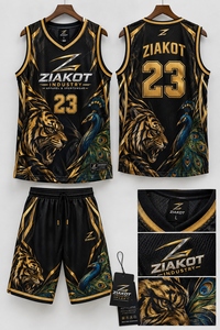 Venta al por Mayor Directa de ZIAKOT INDUSTRY, Jersey de Baloncesto Personalizado con Patrón 3D Negro y Verde, Hojas de Palma Tropicales Hawaianas Auténticas - Product Image 6