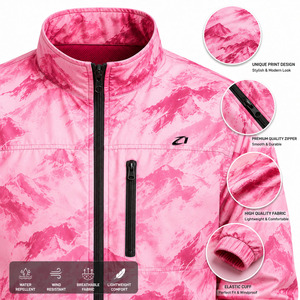 Vestes pour hommes à imprimé montagne rose, coupe-vent imperméable à fermeture éclair intégrale avec impression numérique, fabrication sous marque privée à faible MOQ - Product Image 3