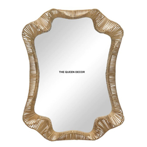 กระจกตกแต่งติดผนังทรงกลม ดีไซน์ลายใบไม้ ผลิตจากเหล็กหล่อ ดีไซน์ใหม่ทันสมัย สีทองโบราณ - Product Image 6