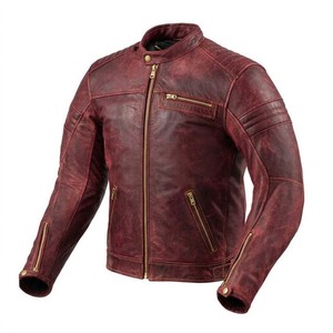 Classic <b>Long</b> Thin Cowhide Canvas <b>Leather</b> <b>Jacket</b> for Men Motorbike Vintage Biker Cafe Racer Style Europe Trend - Product Image 2