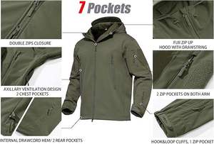 Outdoor Breathable <b>Plus</b> <b>Size</b> Waterproof Fleece Stand <b>Jacket</b> Hunting Windbreaker Ski Coat Hiking <b>Rain</b> Camping Fishing Print - Product Image 3