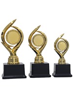 Trophée sportif doré avec gravure, finition plaquée, design durable pour récompenses et reconnaissance, trophée en fibre avec base en fibre