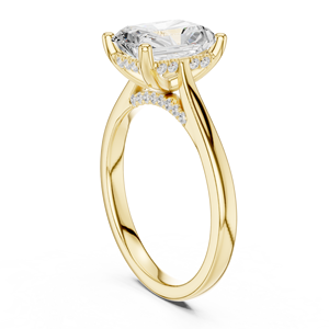 Luxury Cushion Cut Diamond Engagement <b>Ring</b> 18K Gold <b>Split</b> Shank Hidden Halo <b>Ring</b> for Women - Product Image 4