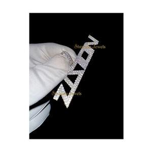 Lab Grown Diamond Jewelry Custom Iced Hip Hop Trendy High Quality 925 Sterling <b>Silver</b> <b>Initial</b> Name Letter Pendant Gift Him/Her - Product Image 1