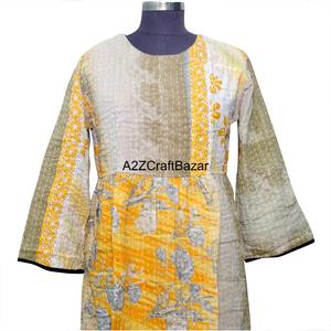 Exportateurs de robes maxi à imprimé floral vintage 100% coton, manches longues, col en U, vêtements de plage écologiques, vêtements de fête pour femmes et filles - Product Image 3