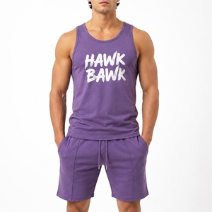 Men's Custom Solid Color Sleeveless <b>Tank</b> <b>Top</b> Shorts Two-Piece Set Lightweight Breathable <b>Vintage</b> Style Summer Athletic - Product Image 1