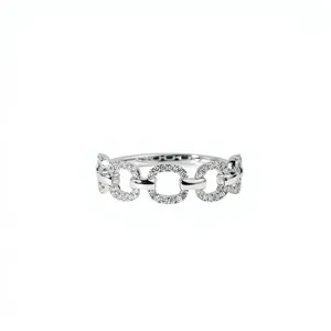 Anillo Fino con Diamante de Laboratorio Redondo, Color DEF, Claridad VSVVS, Certificado IGI, Oro Sólido de 10K, 14K, 18K, Diseño Geométrico de Cadena, Anillo de Moda - Product Image 2