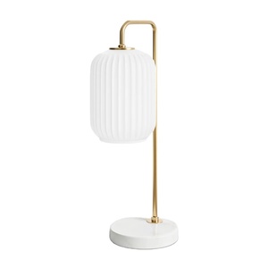 Base en métal distinctif de charme de style rétro qui a une silhouette cylindrique et vient dans une finition or brossé - Product Image 5