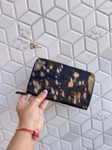 Cartera de piel metálica para mujer, con pelo de vaca, monedero de cuero, tarjetero, funda para teléfono, estilo western para mujer - Product Image 4