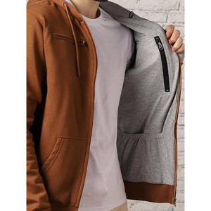 Sudadera con capucha y cremallera completa de alta calidad con logotipo personalizado, estilo oversize, tejido grueso de felpa francesa para hombre. - Product Image 4