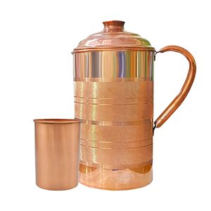 Carafe à eau en cuivre martelé pur, pichet ayurvédique en cuivre pour le stockage de l'eau potable, usage quotidien, provenant d'un fournisseur indien - Product Image 2