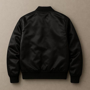 Chaqueta Bomber de Lujo en Satén Negro de The Fabric Studio, Hecha a Mano, Ecológica, Transpirable, para Hombre, con Cierre de Cremallera y Bordado - Product Image 2
