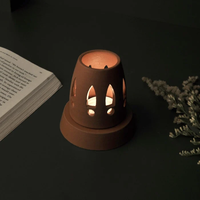 Lampe à bougie chauffe-plat en céramique artisanale ARDHA, écologique, forme personnalisée (minimaliste contemporain) pour la décoration intérieure, le bureau et la salle à manger