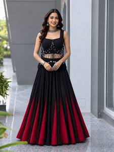 Vestido midi negro y rojo bordado sin mangas, con espalda descubierta, corte en A, vestido llamativo para fiesta. - Product Image 3