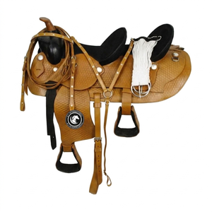 Horse Western Double Seater Saddle with Genuine Leather with Leather <b>Covering</b> <b>Stirrup</b> - Product Image 3