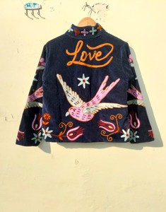 Chaqueta Corta de Terciopelo Bordada a Mano Estilo Boho Hippie para Mujer, con Forro de Algodón, Precio de Fábrica - Product Image 2
