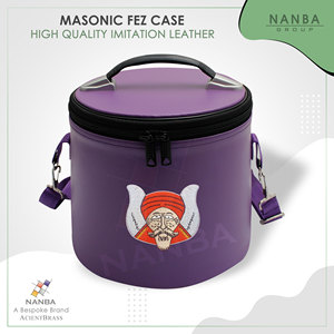 NANBA GROUP Leather Machine Embroidery Customizable Single Logo Gruto Fez Case Strap Lightweight Zipper Closure Masonic <b>Purple</b> - Product Image 2