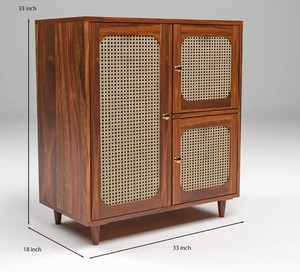 Wholesale Boho Solid Wood Rattan <b>Sideboard</b> 3 Door Cane Buffet Cabinet Mid Century Modern Storage Credenza - Product Image 6
