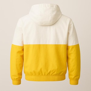 WASONS INTERNATIONAL <b>Men's</b> Hooded <b>Racer</b> <b>Jacket</b> Color Blocking Yellow White Windproof Breathable Zipper Casual Style Winter Wear - Product Image 2