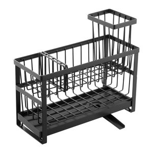 "2-Tier <b>Kitchen</b> Sink Caddy Organizer with High Brush Holder & Divider <b>for</b> Sponge <b>Storage</b>" - Product Image 5