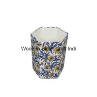 Housse de poubelle imprimée à la main en tissu 100% coton, design décoratif pour la maison, motif roulé pour un intérieur élégant
