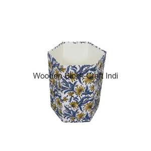 Funda para bote de basura con estampado a mano en tela 100% algodón, diseño enrollable decorativo para el hogar, para un interior elegante. - Product Image 2