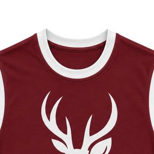 Maroon And <b>White</b> Sleeveless Tank Top With Deer Graphic Print <b>Men</b> Custom Cotton <b>Vest</b> Round Neck Summer Casual Streetwear Fashion - Product Image 6
