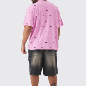 T-shirt personnalisé 100 % coton à col rond respirant pour homme, blanc, coupe oversize ajustée, uni, en tissu tricoté, style anneau - Product Image 4