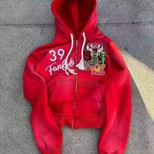 เสื้อฮู้ดซิปวินเทจสไตล์ยีนส์ฟอกสี แบรนด์ Edoor ทรงโอเวอร์ไซส์ สตรีทแวร์ สำหรับผู้ชายและผู้หญิง ผ้าฝ้ายเนื้อนุ่ม ซิปยาวเต็มตัว เป็นมิตรต่อสิ่งแวดล้อม กันน้ำ - Product Image 5