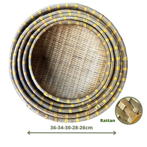 Lot de 5 plateaux de service ronds en bambou 26-36cm du Vietnam pour la présentation de fruits, le service du pain, la présentation alimentaire OEM/ODM, faits à la main - Product Image 3