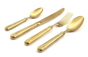 Custom Design Stainless Steel <b>Gold</b> Plated Cutlery Set with White Handle Royal Look High Quality Flatware Set for Wedding Home - Product Image 2