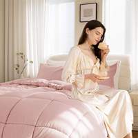 Couette rose matelassée en polyester tricoté, lavable, chaude et confortable, de haute qualité, 300 fils, hypoallergénique, vente chaude