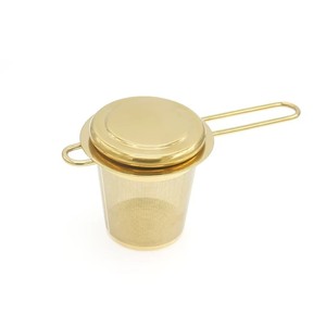 Stainless Steel Tea <b>Strainer</b> With Lid Fine <b>Mesh</b> Filter Gold And Silver Color Kitchen Colander <b>Strainer</b> For Brewing Tea - Product Image 5