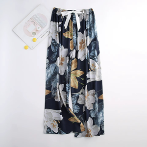 Nouveau pantalon pour femme à imprimé floral, taille élastique, coupe large, ample, style pyjama, fin et doux, long, pour l'été - Product Image 3