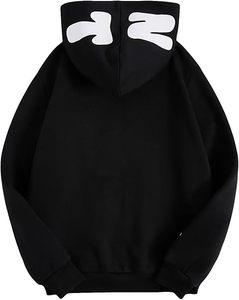Sweat-shirt à capuche noir Y2K avec fermeture éclair, imprimé lettres, veste streetwear pour hommes - Product Image 2