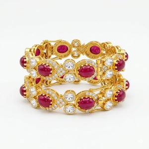 925 Silver Monzo Bangles Ruby Stone Crystal Geometric Bangles for Women Party Jewelry <b>Kada</b> Set for Women Wedding Jewelry - Product Image 1