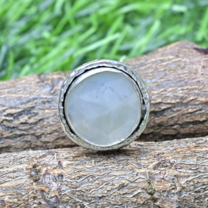 Anvika Gems & Jewels Handmade Oxidized <b>Silver</b> Plated Mother Pearl Gemstone Bezel Set Vintage Women's Engagement <b>Statement</b> <b>Ring</b> - Product Image 1