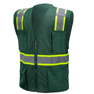 Gilet de sécurité haute visibilité réfléchissant vert en polyester classe 2 pour travaux routiers toutes saisons unisexe - Product Image 1