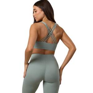Sujetador Deportivo Verde Salvia con Logotipo Personalizado para Mujer, Top Corto Deportivo Acolchado de Alta Sujeción para Gimnasio, Ropa Deportiva al por Mayor - Product Image 4