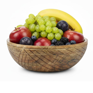 Grand bol en bois sculpté à la main pour servir les fruits, idéal pour le salon - Produit en vente - Product Image 3