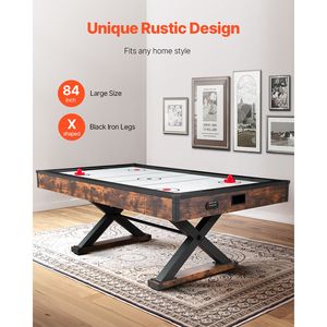 Table de hockey sur air portable de 84 pouces avec marqueur électronique, pieds en X haute résistance, ensemble de jeu d'arcade d'intérieur - 2 poussoirs, 2 disques - Product Image 6