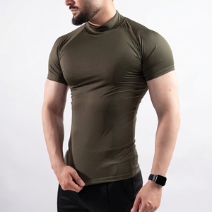 OEM ODM <b>Men's</b> Mock Neck Sports <b>Compression</b> Tee Quick Dry Fitness Training Activewear T <b>Shirt</b> - Product Image 6