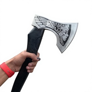 Hache viking artisanale avec manche en bois et tête en acier inoxydable, qualité industrielle tactique, design gravé sur mesure pour la survie - Product Image 6