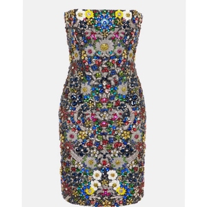 Robe Mini Grise Sirène Sphinx Perlée Col Carré Bretelles Sans Manches Femme Soirée Fête Moulante Tenue Estivale - Product Image 4