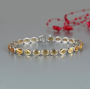 Natural Citrine Stone <b>Bracelet</b> in 925 Sterling Silver Yellow Crystal <b>Gemstone</b> <b>Bracelet</b> Handmade Elegant Jewelry - Product Image 3